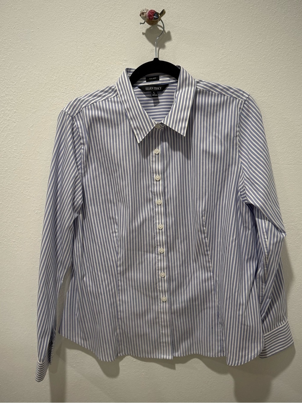 Ellen Tracy Blue and White Striped Button-Up Shirt